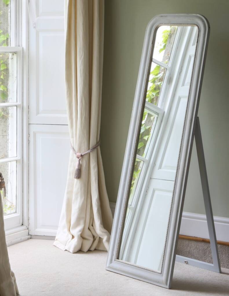 Soft Grey Vintage Style Floor Standing Mirror, 1 of 3