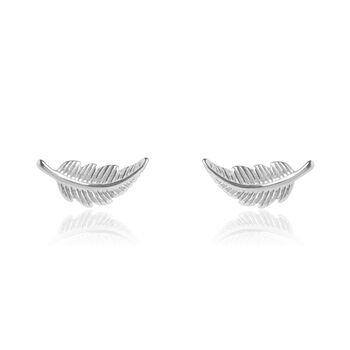 Feather Stud Earrings For Positivity Silver, 4 of 5