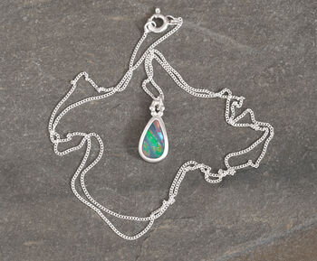 Sterling Silver Australian Opal Doublet Necklace, 2 of 3