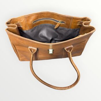 Harriet Leather Tote Bag | Handcrafted Full Grain Work And Laptop Tote, 4 of 12