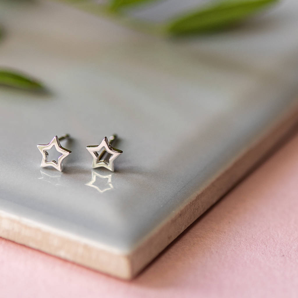 Sterling Silver Star Studs, 1 of 4