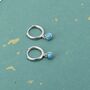 Sterling Silver Hoops With Tiny Dangling 3mm Turquoise, thumbnail 8 of 12