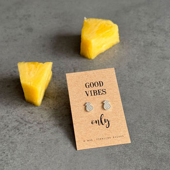 Good Vibes Only Pineapple Earrings In Sterling Silver, 4 of 4