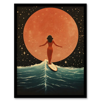 Surfing Through Time And Space Peachy Wall Art Print, 5 of 6