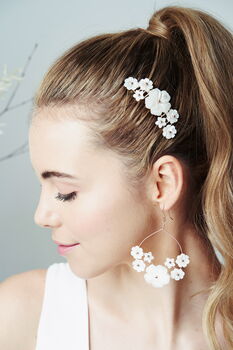 Flower Hoop Wedding Earrings And Comb Set Beth, 2 of 11