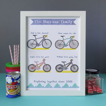 Personalised Cycling Family Print, 4 of 12