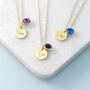 Personalised Gold Birthstone Crystal And Disc Necklace, thumbnail 7 of 12