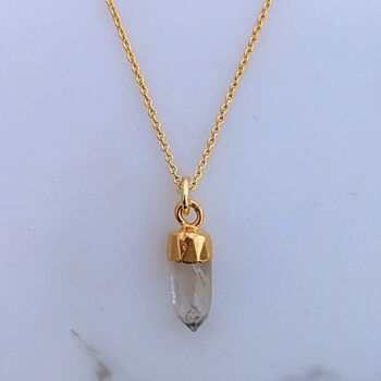 'En Pointe' Clear Quartz Gold Plated Necklace, 2 of 6