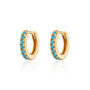 Huggie Hoop Earrings With Turquoise Stones, thumbnail 9 of 10