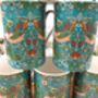 Set Of Six Straight Mugs In Teal Strawberry Thief Design, thumbnail 8 of 10
