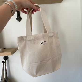 Personalised Mini Canvas Tote Lunch Hand Bag, 3 of 4