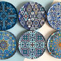 Set Of Six Mediterranean Pattern Coaster| Gifts For Her, thumbnail 1 of 8