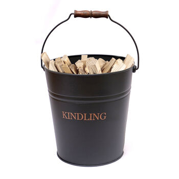 Black And Copper Iron Log Kindling Bucket, 2 of 11