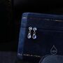 Double Moonstone Dangle Stud Earrings, thumbnail 2 of 10