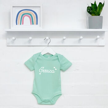 Name With Hearts Personalised Babygrow For Girls, 4 of 5
