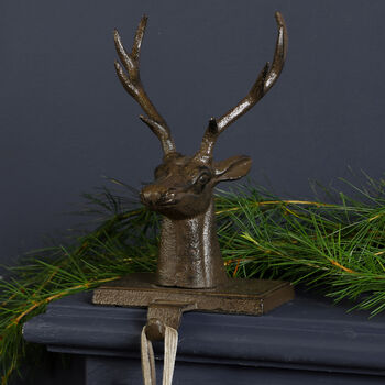 Reindeer Cast Iron Christmas Stocking Holder, 5 of 6