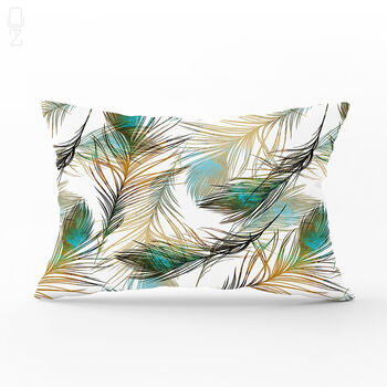 Vibrant Green And Orange Peacock Feather Chenille Cushion, 7 of 10