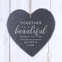 Personalised 'Together' Slate Hanging Heart Decoration, thumbnail 1 of 8