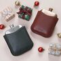Steel Hip Flask With Premium Leather Sleeve Christmas Gift For Him, thumbnail 1 of 8