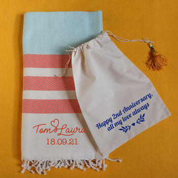 Personalised Natural Cotton Throw, Beach Towel, 5 of 12