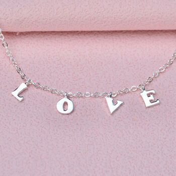 Dainty Silver Love Charm Bracelet, 2 of 6