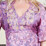 Zaria Silk Print Embroidered Lilac Dress 18, thumbnail 3 of 9