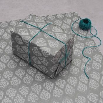 Silver Hearts Patterned Gift Wrap, 3 of 3