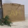 Gold Shimmer Natural Jute Shopper With Monogram, thumbnail 3 of 4