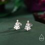 Sterling Silver Tiny Christmas Tree Stud Earrings, thumbnail 1 of 12