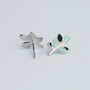 Sterling Silver Blue Leaf Stud Earrings, thumbnail 3 of 5