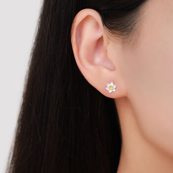 Daffodil Flower Blossom Pendant Necklace And Stud Earrings In Sterling Silver, 6 of 12