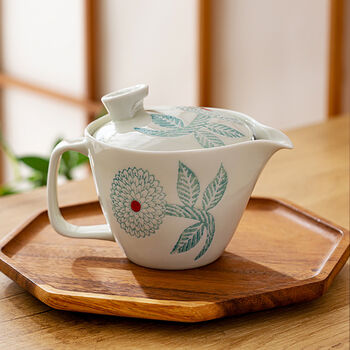 Hasami Ware Teapot Teacup Set Dahlia And Fruit, 3 of 10