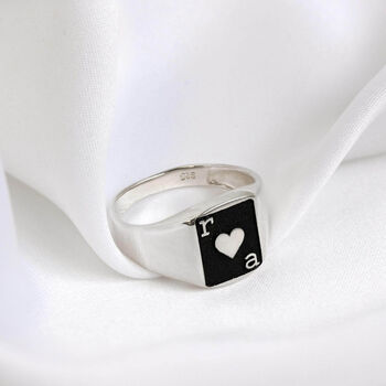 Personalised Sterling Silver Playing Card Signet Ring, 3 of 8