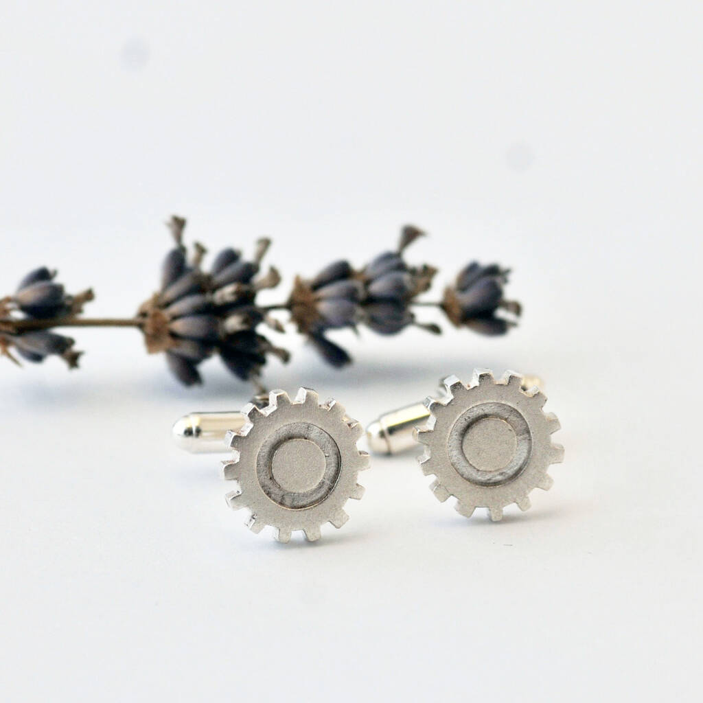 Image of Silver Bicycle Cog Cufflinks, Silver