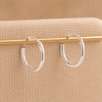 Sterling Silver Mini Sleeper Hoop Earrings, 2 of 9