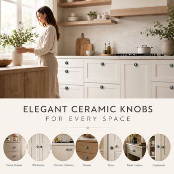Emerald Bloom Ceramic Round Drawer Knob, 6 of 8
