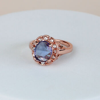Rose Gold Blue Crystal Ring, 2 of 3