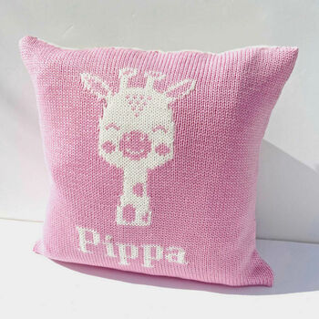 Personalised Knitted Giraffe Cushion, 3 of 12