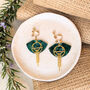 Clip On Art Deco Circle Green Statement Fan Earrings, thumbnail 1 of 4