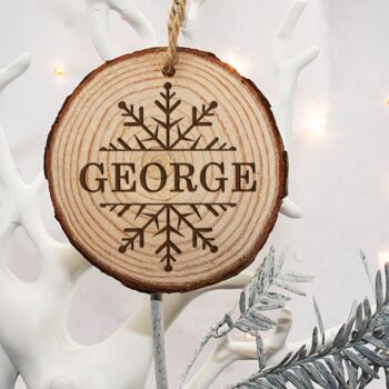 Personalised Natural Pine Wood Christmas Decoration, 2 of 12