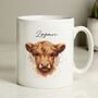 Personalised Name Boy Highland Cow Ceramic Mug, thumbnail 5 of 5