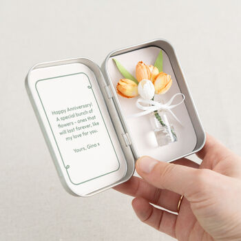 Bunch Of Tulips Anniversary Keepsake In Mini Tin, 2 of 5