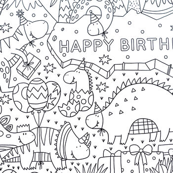 Happy Birthday Dinosaur Giant Colour In Activity Poster, 4 of 8