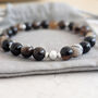 Men's Silver And Striped Agate Gemstone Bracelet, thumbnail 2 of 5