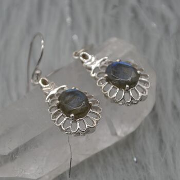 Labradorite Earrings Silver: Blue Gemstone Jewelry, 2 of 7