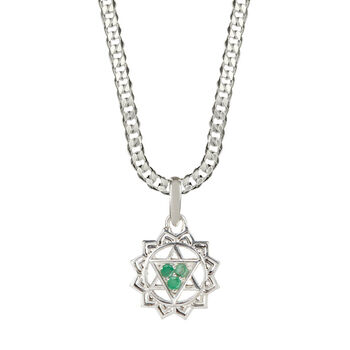 Heart Chakra Men's Emerald Silver Necklace, 3 of 10
