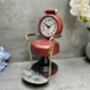 Barber’s Chair Table Clock – Red And Black Metal Ornament, thumbnail 7 of 12