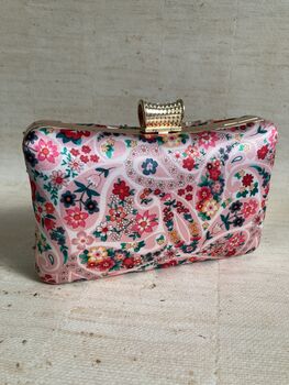 Pink Floral Multicoloured Rectangular Clutch Bag, 6 of 10