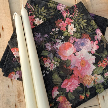 Velvet Rose Paper Luxe Napkins | Dark Floral | Eco Friendly 33 X 33cm, 2 of 5