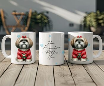 Personalised Lhasa Apso In Christmas Jumper Mug B, 2 of 2